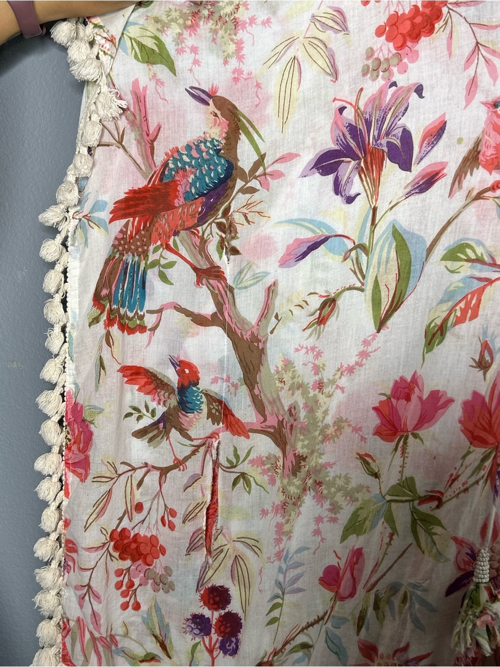 Anthropologie Boho Floral Tassel Swim Beach Vacation Coverup Floral Print FLAWED - Picture 8 of 11